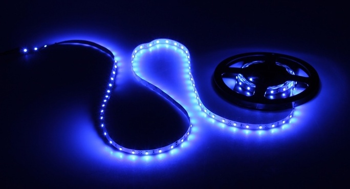 Лента светодиодная SMD3528, IP65, 60LED, синий, 4,8W/метр, 12V, влагозащищенная 10см